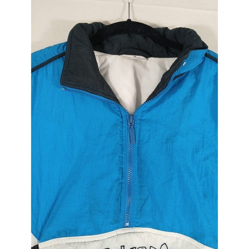 Vintage 90s Adidas Mens Medium Spell Out Pullover Hooded Puffer Anorak Jacket XL